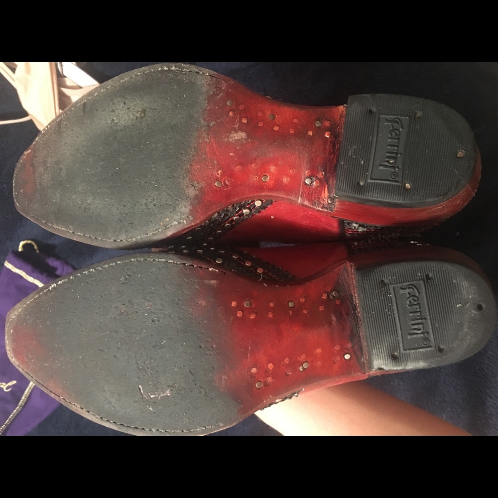 Genuine Ferrini Black & Red Cowboy Boots - Picture 5 of 5